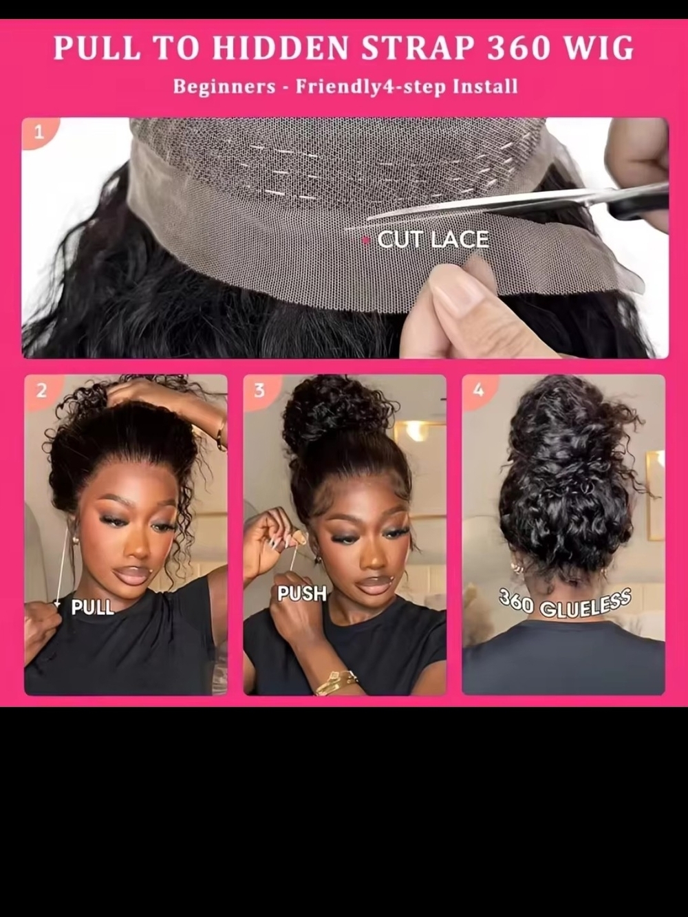 Silkwave 360° Glueless Curly Wig - Black -